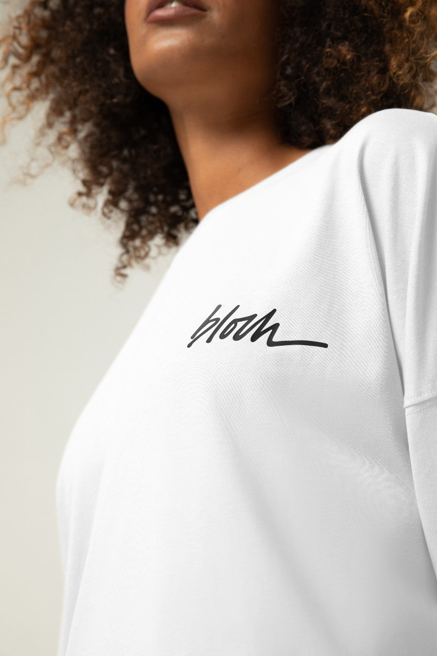 Ladies Bloch Print Oversized Long Sleeve Tee